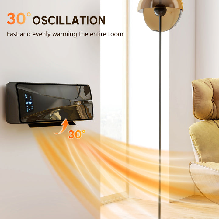 2000W Ceramic Electric Heater with Fan, Adjustable Thermostat, Wall Mo