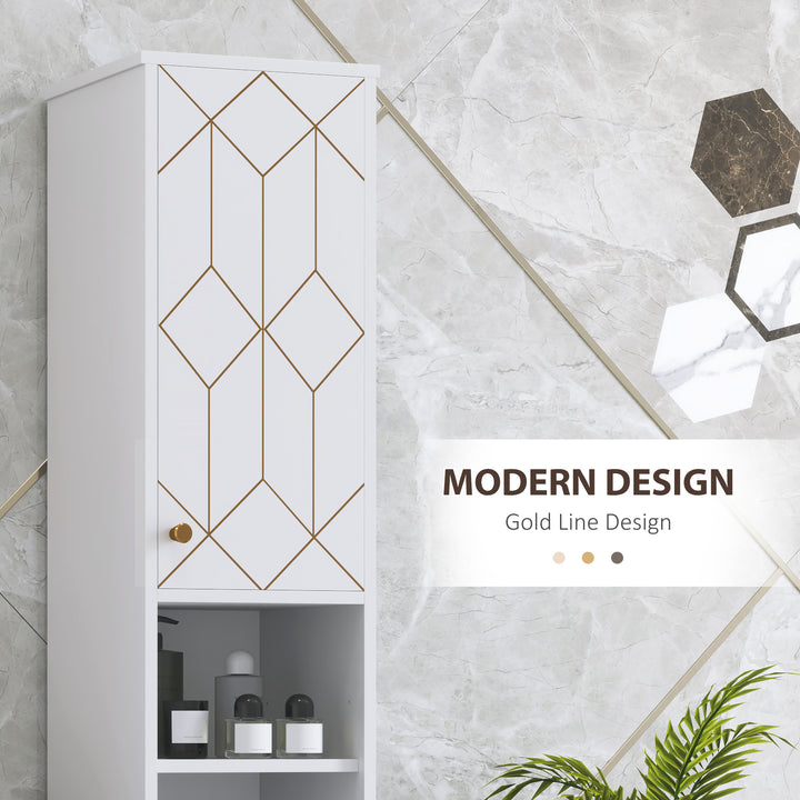 Tall Bathroom Storage Cabinet with Doors, Slim Bathroom Storage Unit with Adjustable Shelves, Freestanding Bathroom Storage Unit, White