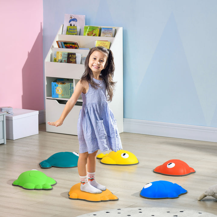 AIYAPLAY 6 Pcs Balance Stepping Stones Kids for Sensory with Non-slip Edge, Stackable Outdoor Indoor Obstacle Course | Aosom UK