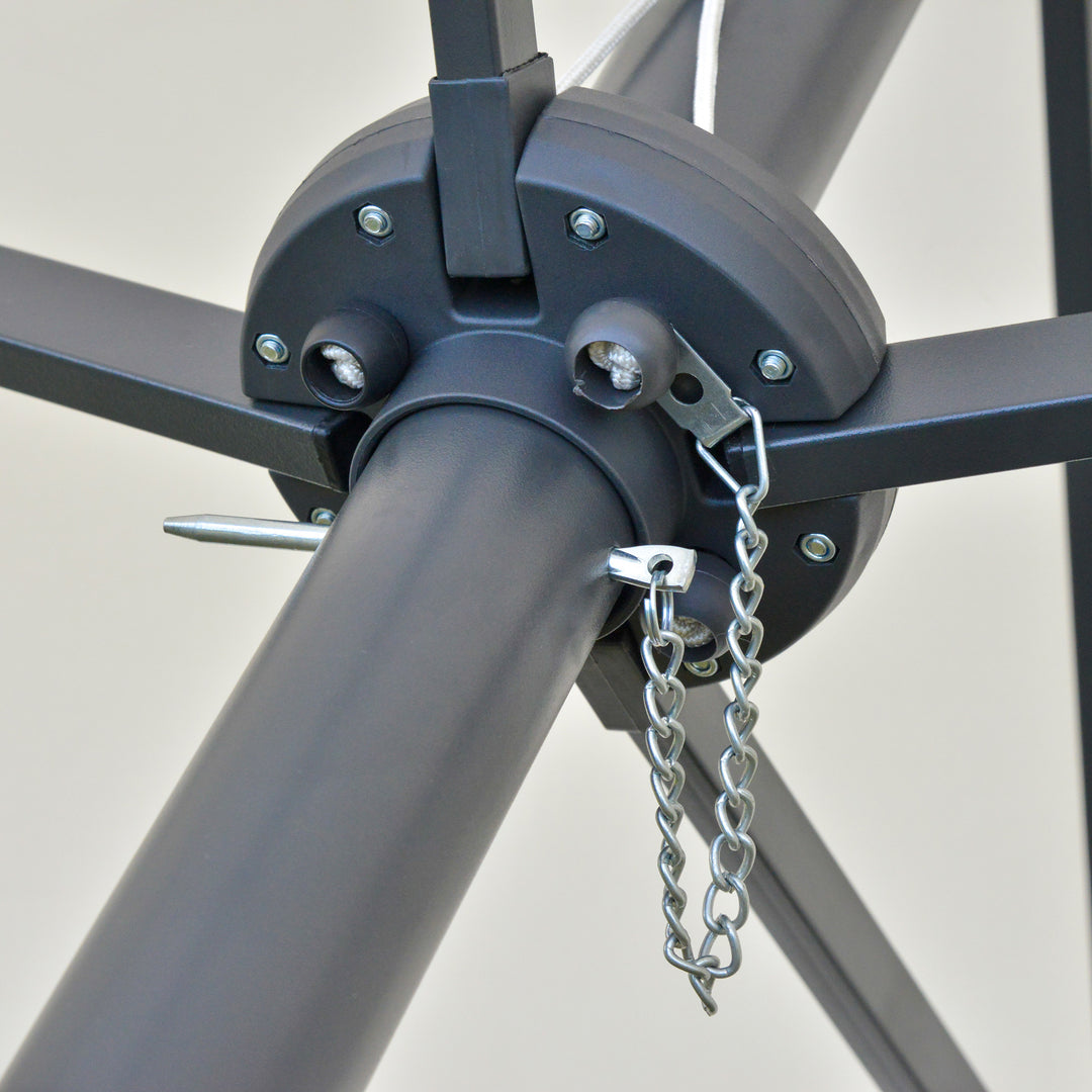 MCL 4.4m Double-Sided Sun Umbrella Patio Parasol LED Solar Lights Cream White