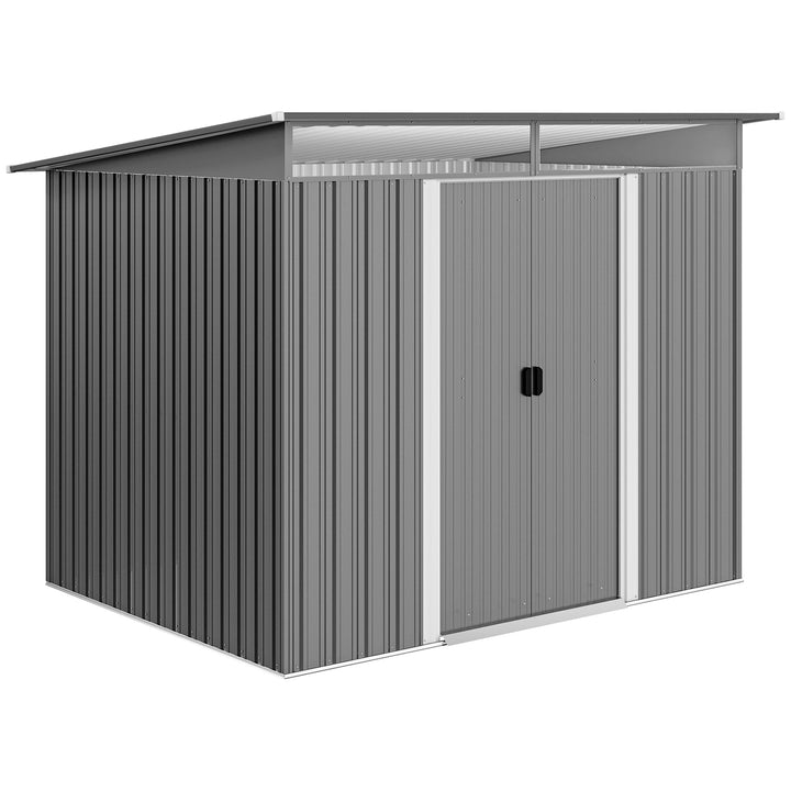 9ft x 6.5ft Garden Storage Shed with Top Window, Metal Outdoor Shed To