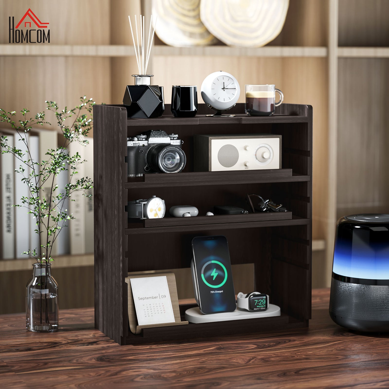 Four-Tier Desktop Organiser - Dark Brown