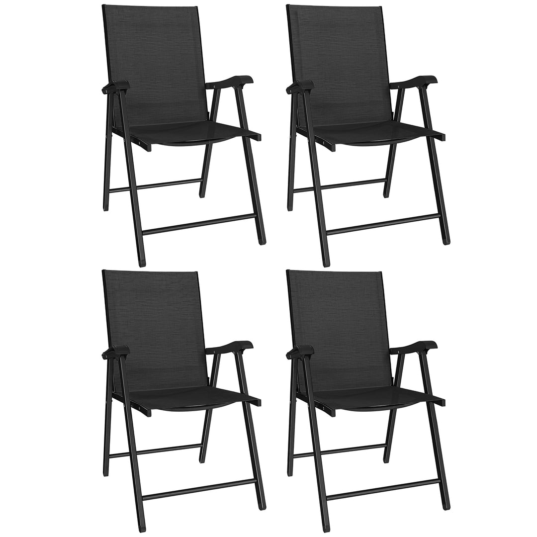 Folding Garden Chairs Set of 4 with High Back, Armrests, Texteline Sea