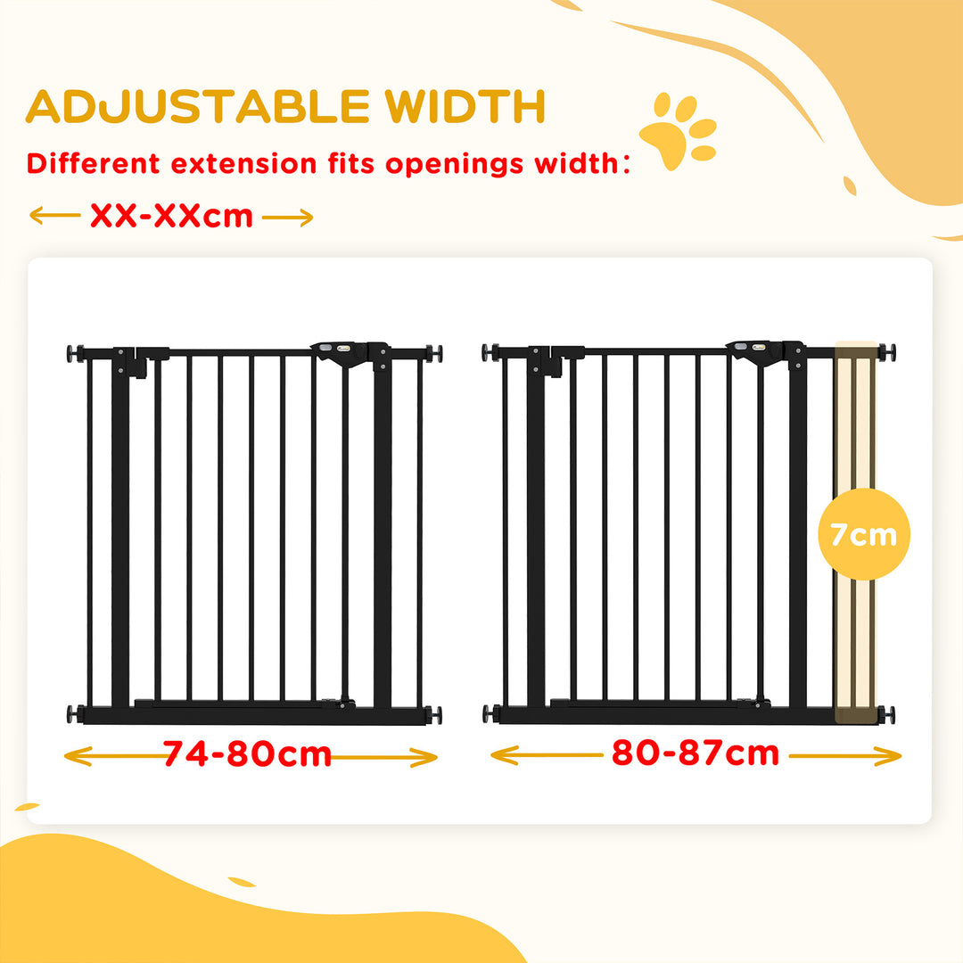 Adjustable Safety Gate w/ One Extensions, Four Adjustable Screws, Black