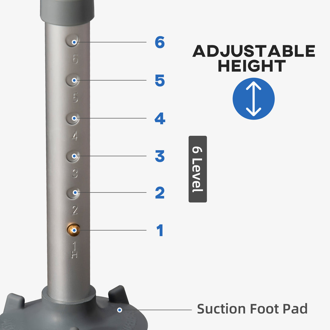 HOMCOM Shower Stools Shower Seat for Elderly and Disabled, EVA Padded, Height Adjustable with Back and Arms, 4 Suction Foot Pads, Blue | Aosom UK