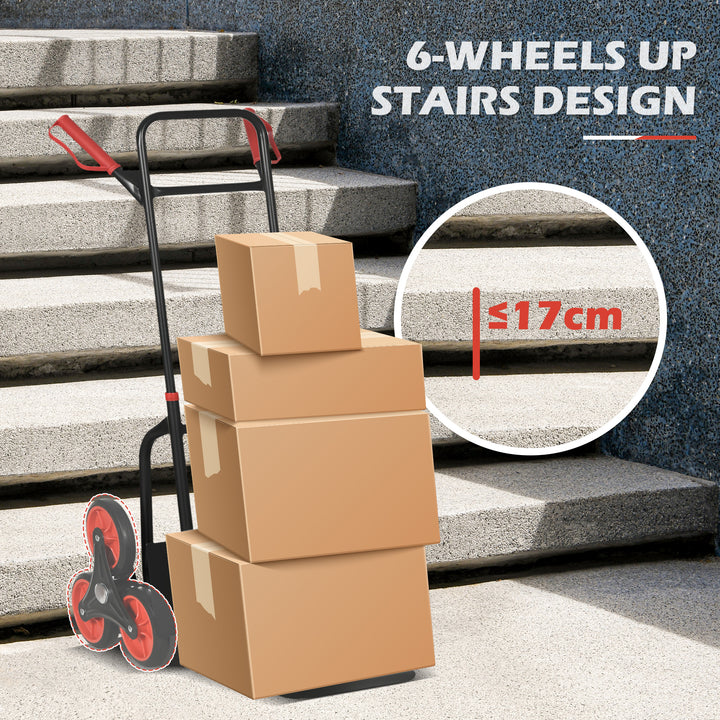 MCL Stair Climbing Hand Truck, Heavy Duty Foldable Trolley on Wheels, Multi-Purpose Sack, Steel Truck Moving Trolley, 120kg, Red