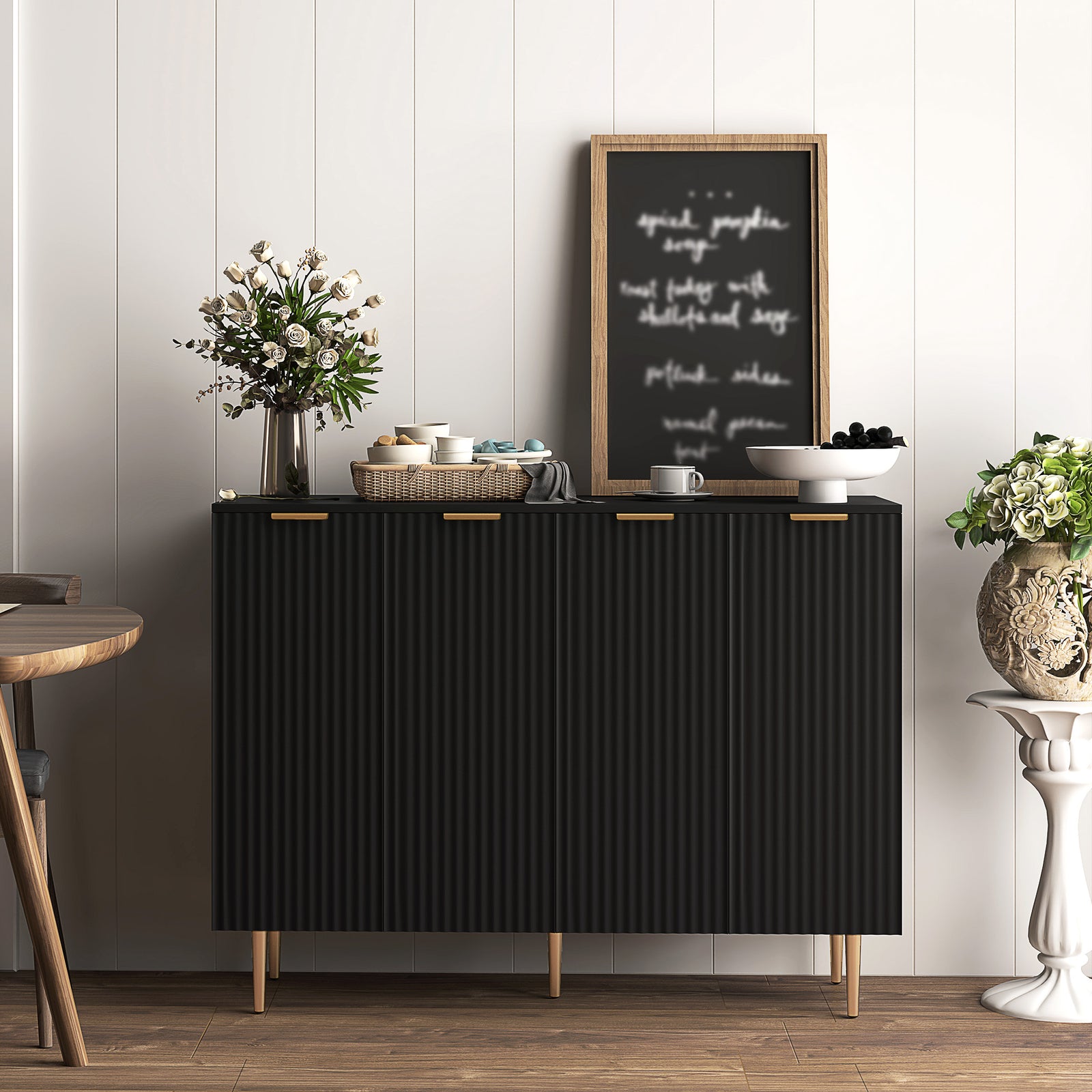 Sideboard Buffet Cabinet, Modern Kitchen Storage Cabinet with Adjustab