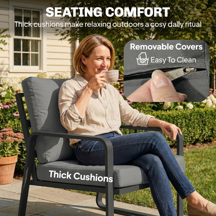 4 Piece Garden Furniture Set, Outdoor Sofa Set with Loveseat, 2 Armcha