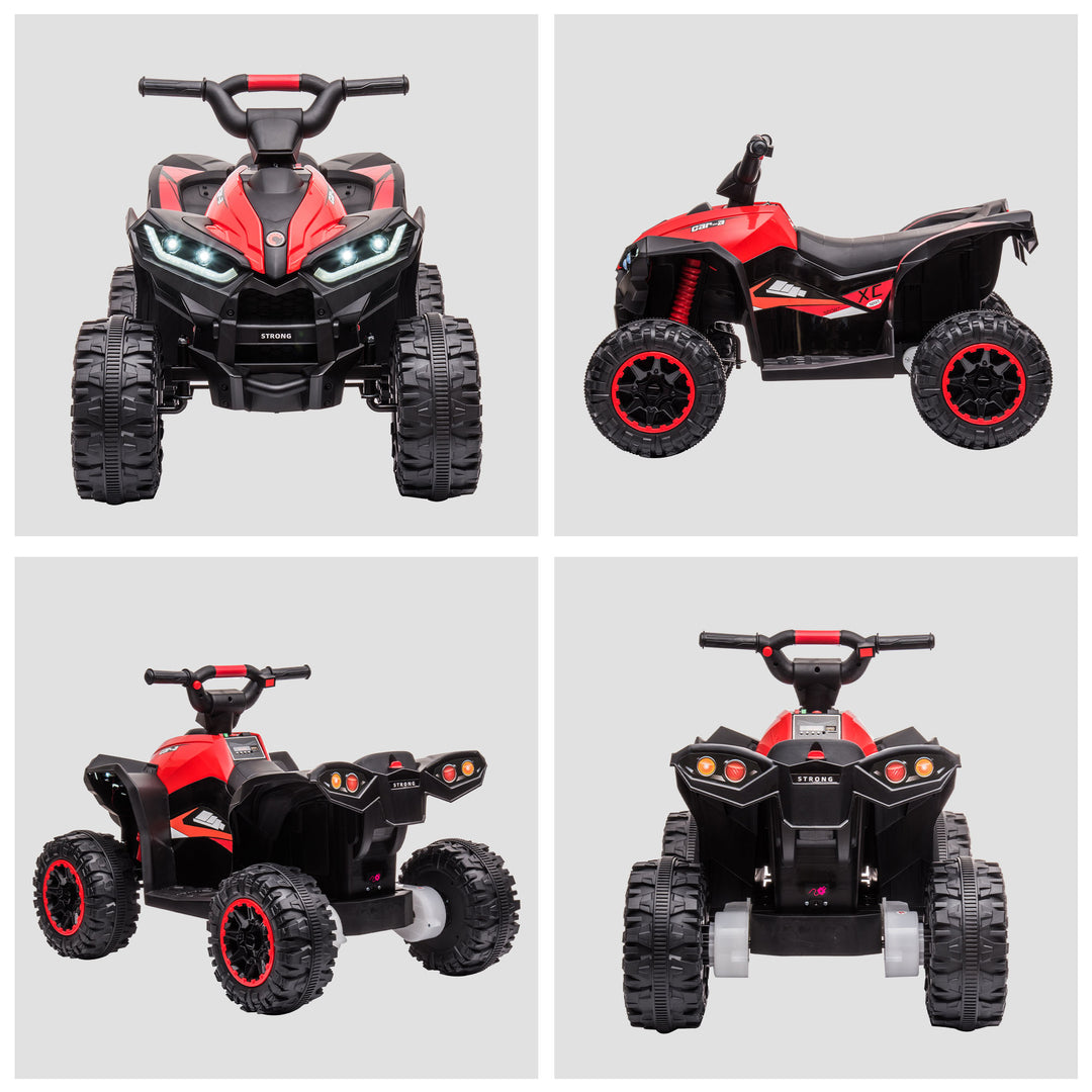 HOMCOM 12V Ride-On Quad Bike w/ Music, Horn, for Ages 3-5 Years - Red | Aosom UK