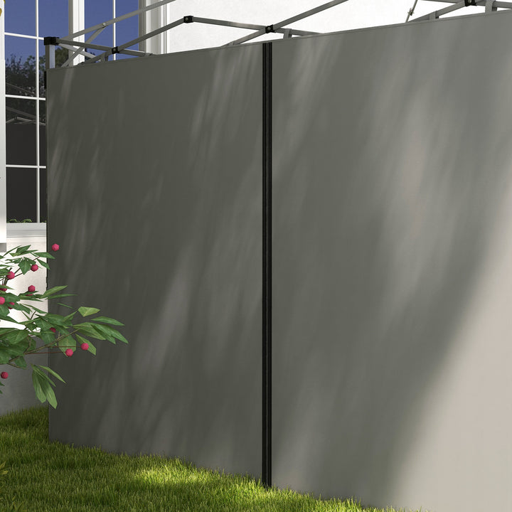 Outsunny Gazebo Side Panels, 2 Pack Sides Replacement, for 3x3(m) or 3x6m Pop Up Gazebo, with Zipped Doors, Light Grey