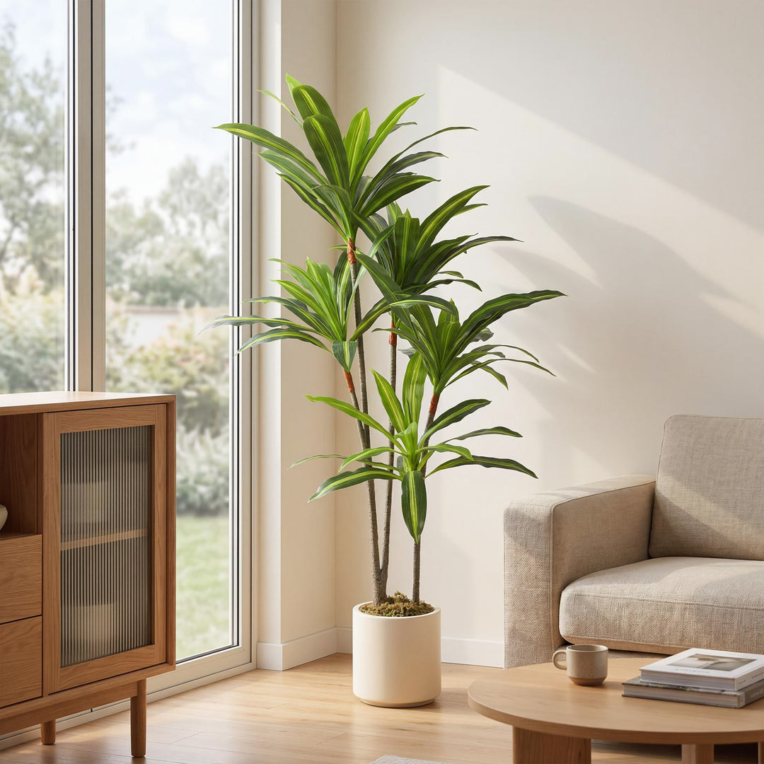 150cm Lifelike Fake Tree, Artificial Dracaena Tree with Bendable Trunk