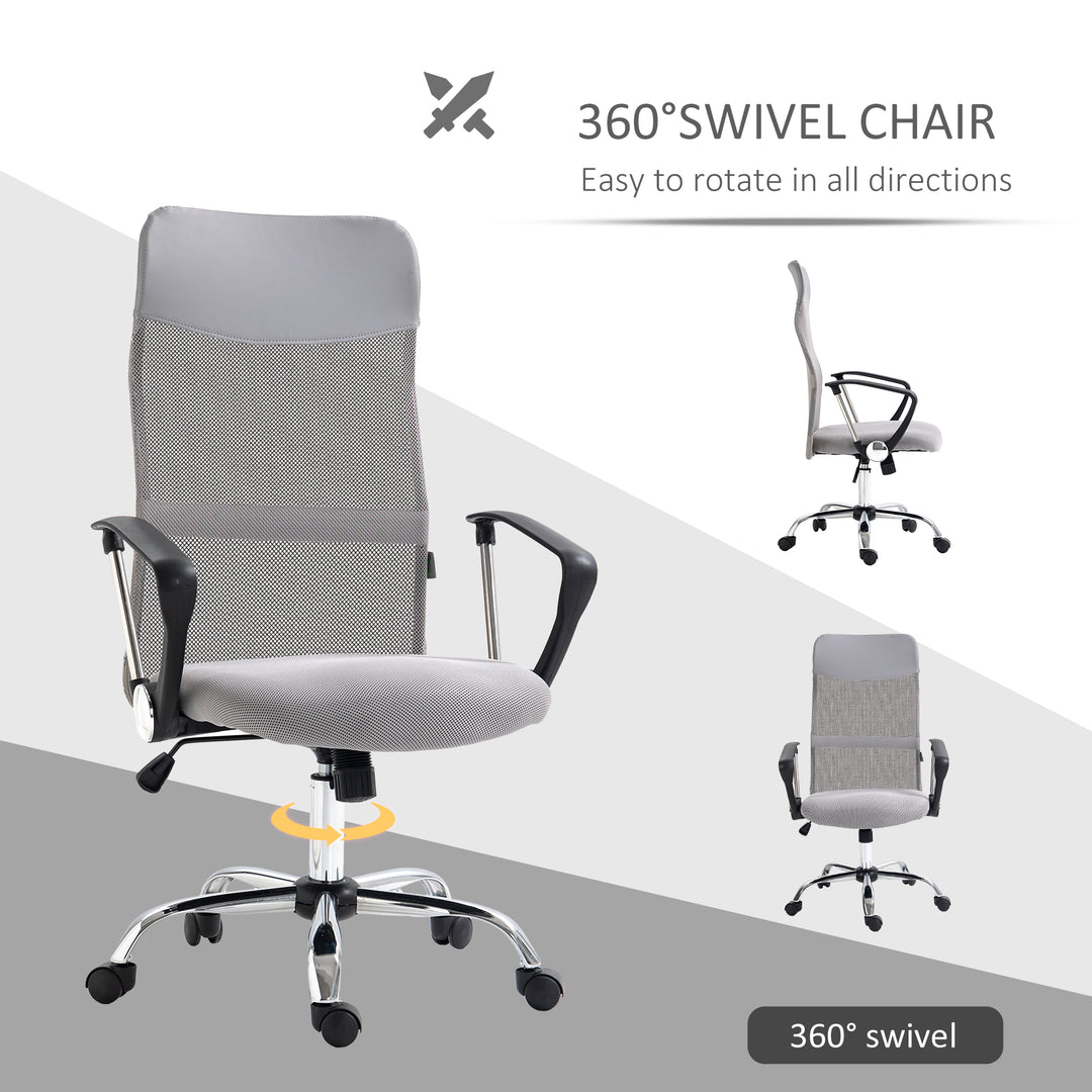 Ergonomic Office Chair Mesh Chair with Adjustable Height Tilt Function Light Grey