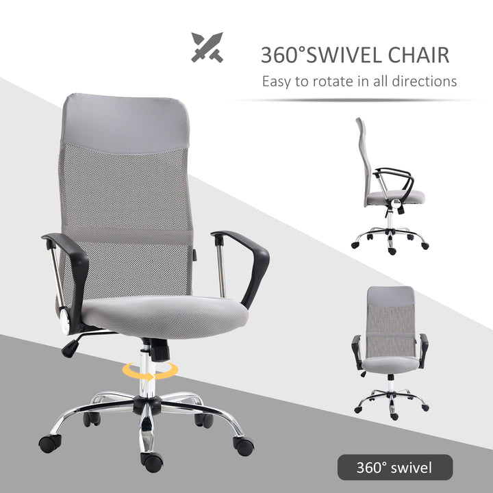 Ergonomic Office Chair Mesh Chair with Adjustable Height Tilt Function Light Grey