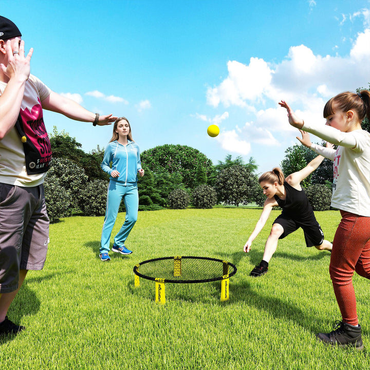 MCL Spike Ball Set, Mini Beach Games Set with Net, 3 Balls and Ball Pump, Portable with Carrying Bag for Outdoor Team Sports, Yellow