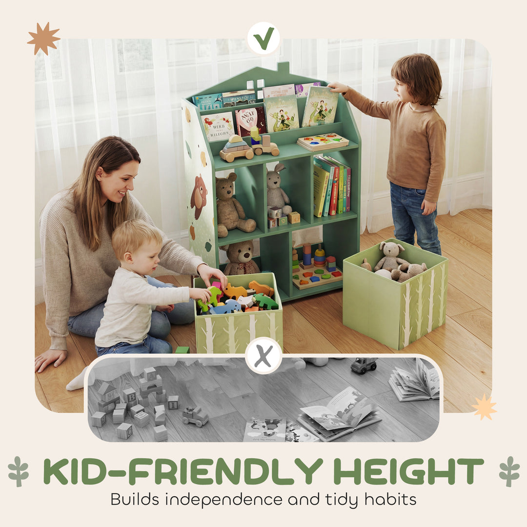 Kids Bookshelf with Storage, Toy Storage Unit with Book Display, Shelv