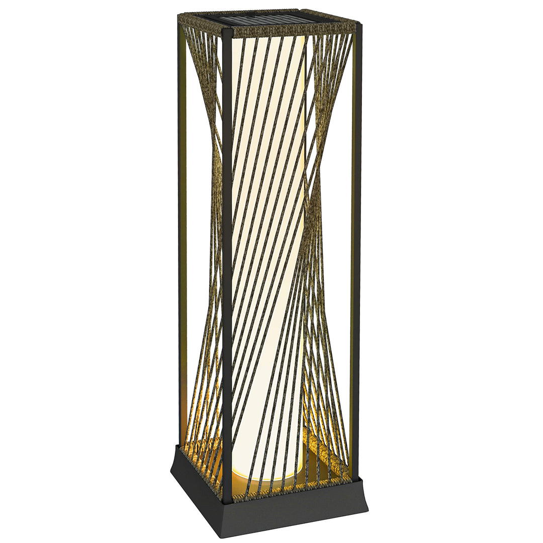 Garden Rattan Lamp, 77 cm Tall Solar Rattan Floor Lamp, Solar Garden Light with Auto On/Off LED Lights, IP44 Waterproof for Outdoor, Porch, Pathway, Deck, Grey