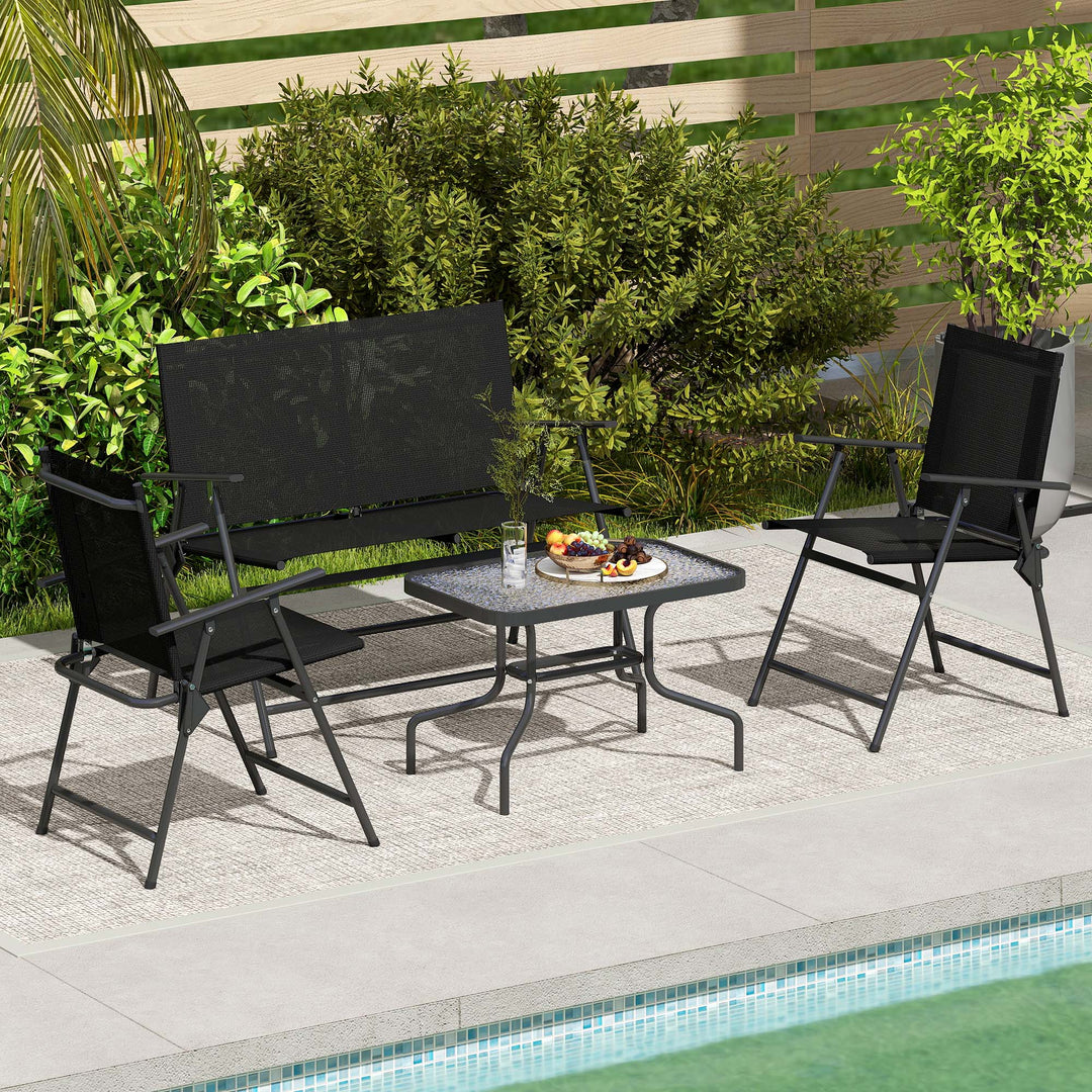 Outsunny 4 Pieces Patio Furniture Set - Black