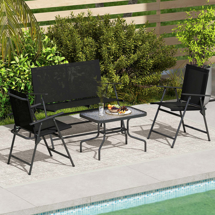 Outsunny 4 Pieces Patio Furniture Set - Black