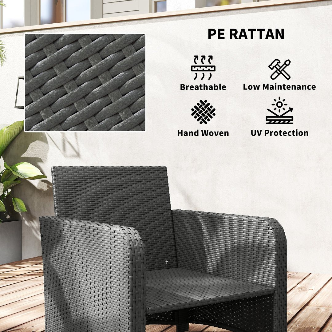 Five Piece Rattan Garden Furniture Set with 2-Tier Coffee Table and Ottomans - Cream White