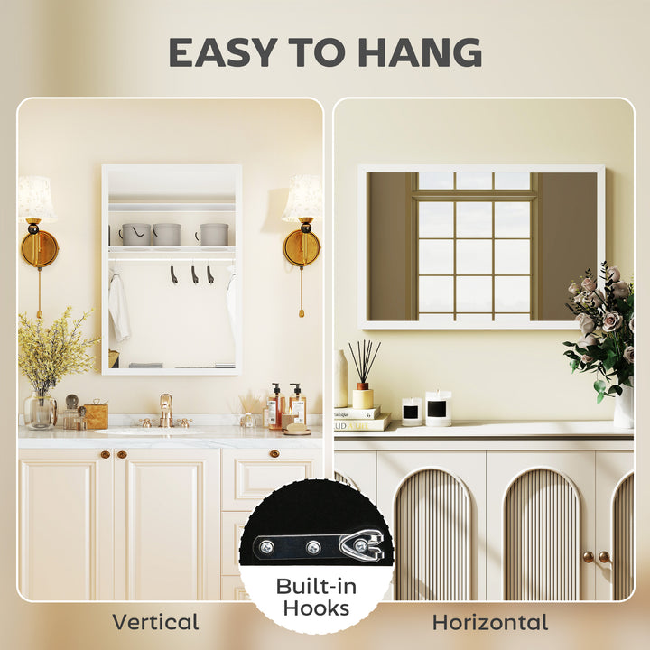 Wall Bathroom Mirror, 60 x 40 cm Wall-Mounted Mirror for Living Room, 