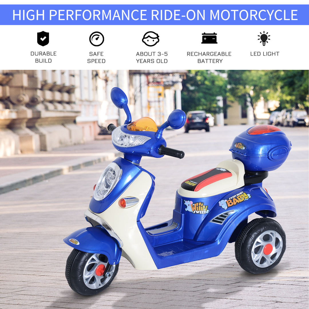 Kids Electric Ride On Toy Car 6V Electric Motorbike with Chargeable Battery Headlight and Music for 3-5 Years - Blue