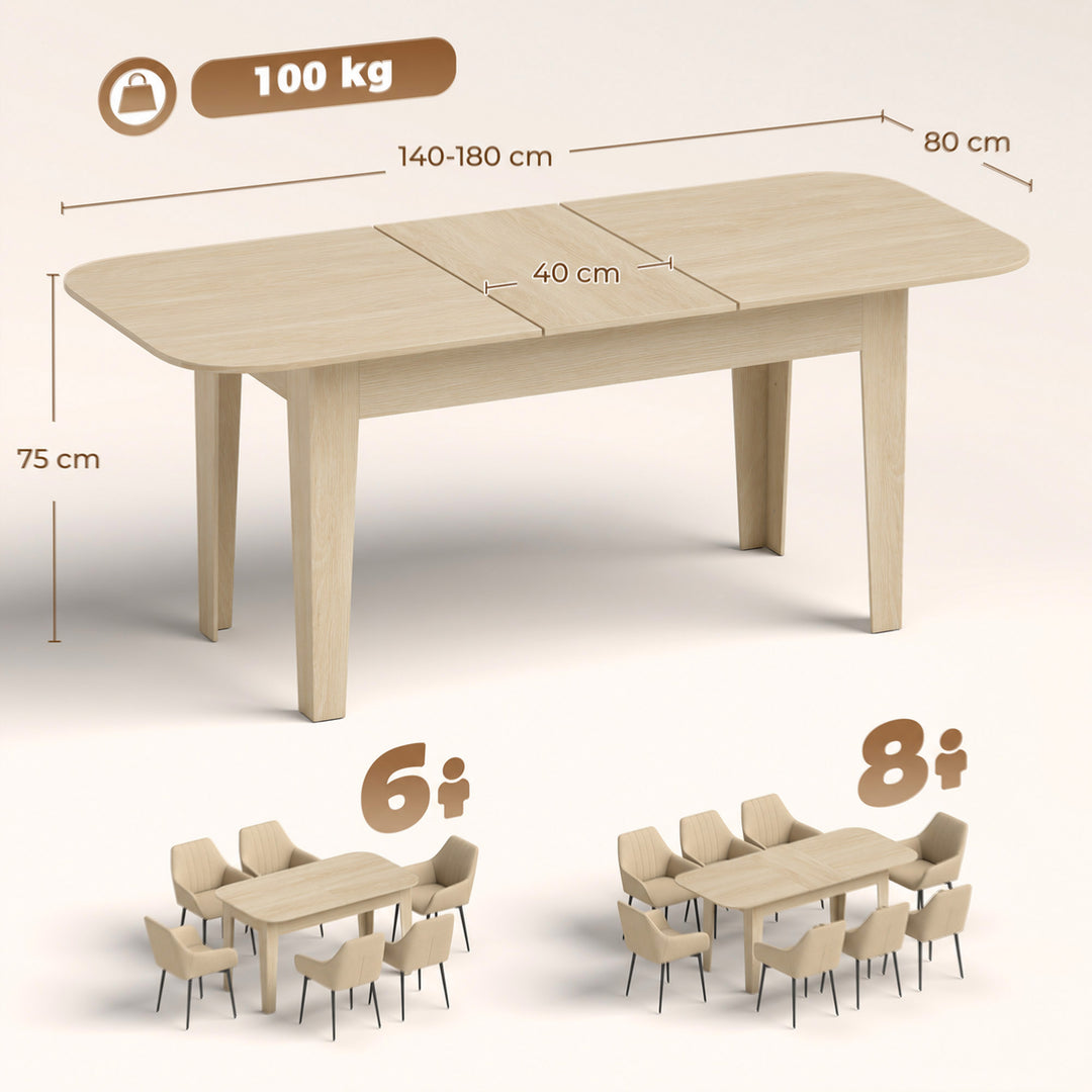 Extendable Oval Dining Table for 4-6, Modern Expandable Kitchen - view 3