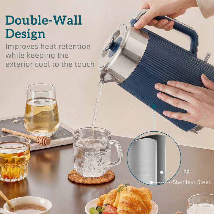 Electric Stainless Steel Kettle and Toaster Set, 3000W 1.7L UK Strix T