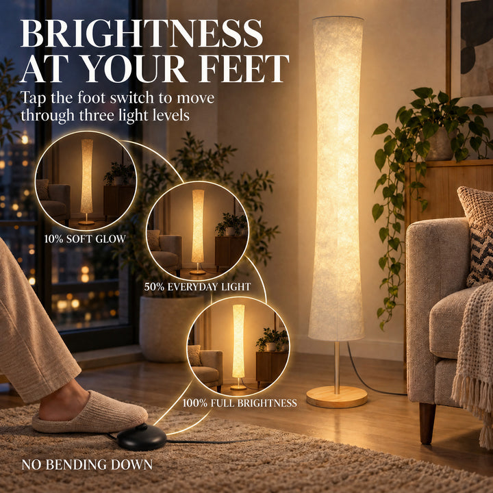 LED Floor Lamp, 152 cm Modern Dimmable Standing Lamp with Paper - view 5