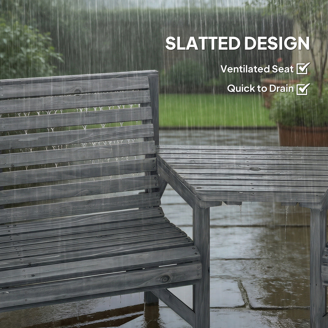 Wooden Garden Furniture Set with Parasol Hole, 1 Chair, 1 Bench and De