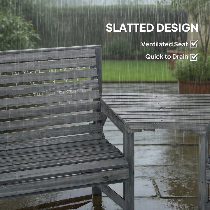 Wooden Garden Furniture Set with Parasol Hole, 1 Chair, 1 Bench and De