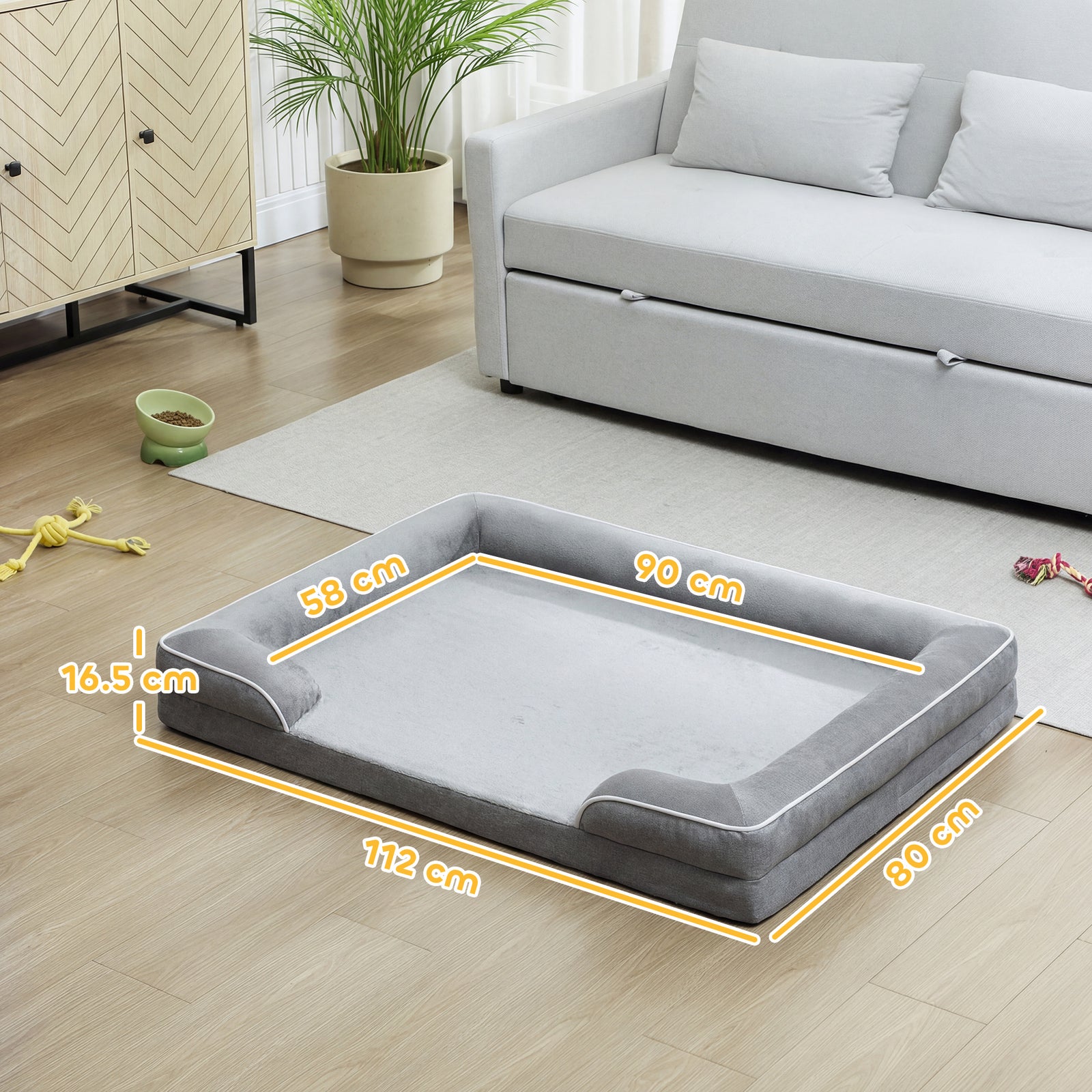 Dog Sofa Bed, Washable Pet Bed with Removable Cover and Non-Slip Botto