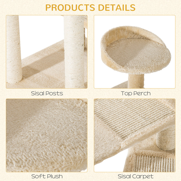 100 cm Cat Tree for Indoor Cats Kitten Scratch Scratching Post Climbing Tower Activity Centre Beige