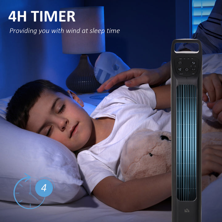 31" Oscillating Tower Fan with Remote Control, 4H Timer, 3 Speed 3 Modes, Quiet Electric Floor Standing Fan for Home Bedroom Office, Black