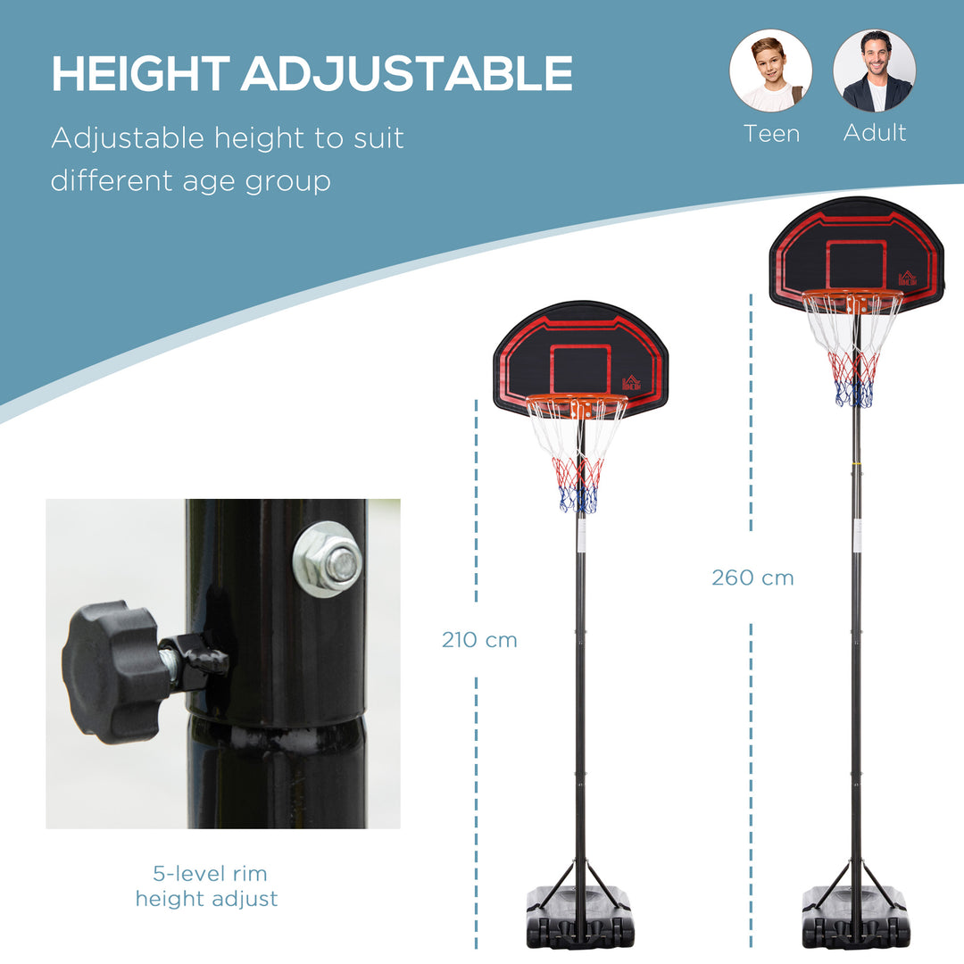 HOMCOM Adjustable Basketball Hoop Stand, with Wheels and Stable Base