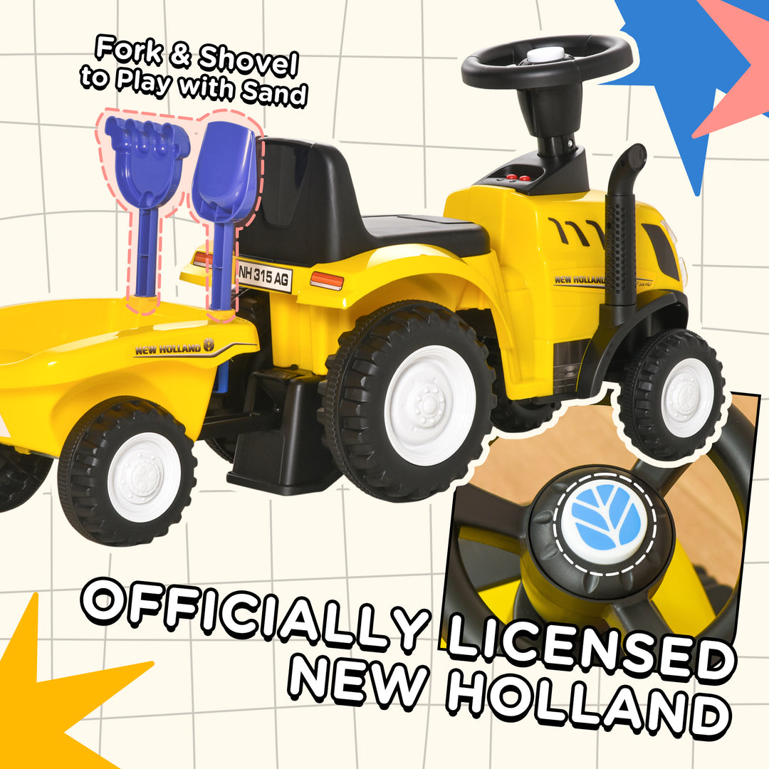 MCL Ride On Tractor Toddler Walker Foot To Floor Slider w/ Horn Storage Steering Wheel for 1-3 Years Old Yellow