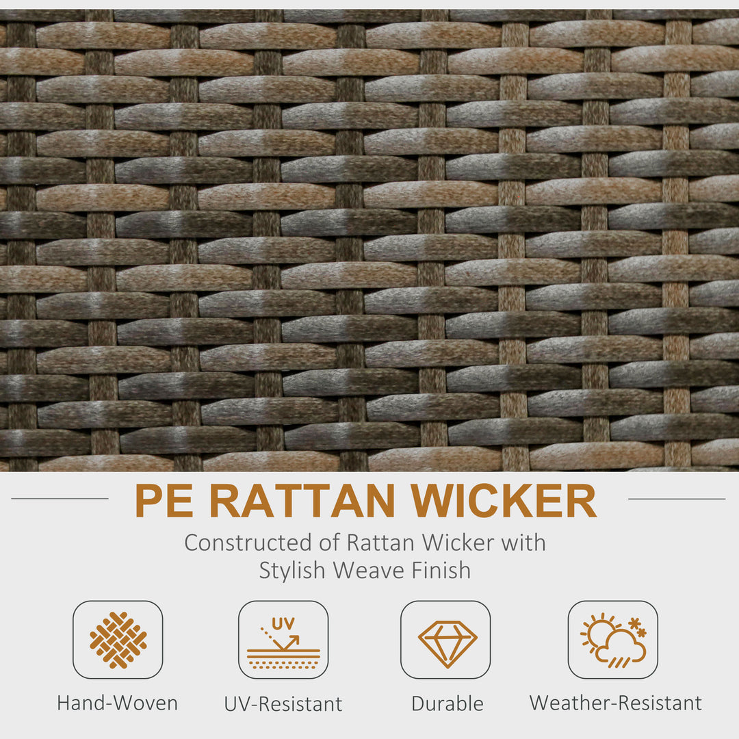 MCL 8 Pieces Outdoor PE Rattan Sofa Set with Cushions, Patio Garden Furniture Sets with Glass Top Coffee Table, Storage Corner Table, Mixed Brown