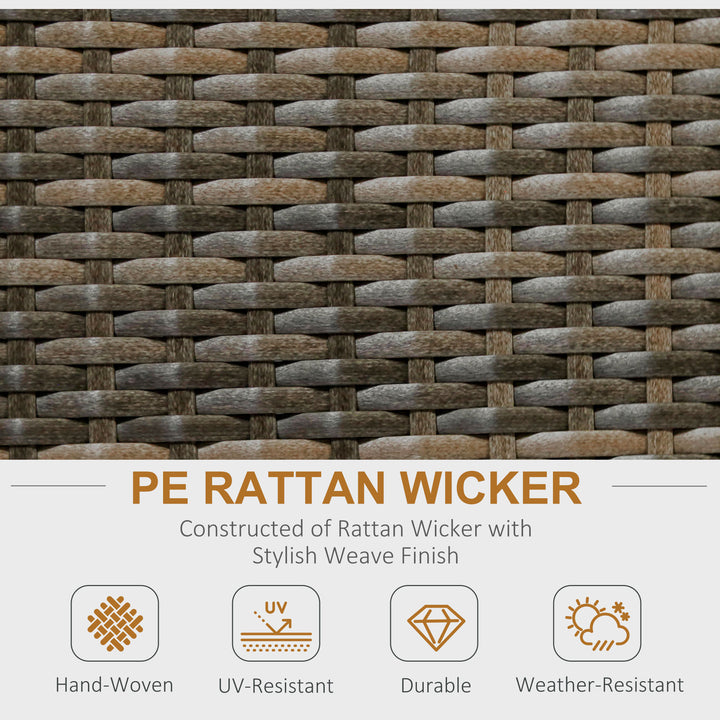 MCL 8 Pieces Outdoor PE Rattan Sofa Set with Cushions, Patio Garden Furniture Sets with Glass Top Coffee Table, Storage Corner Table, Mixed Brown