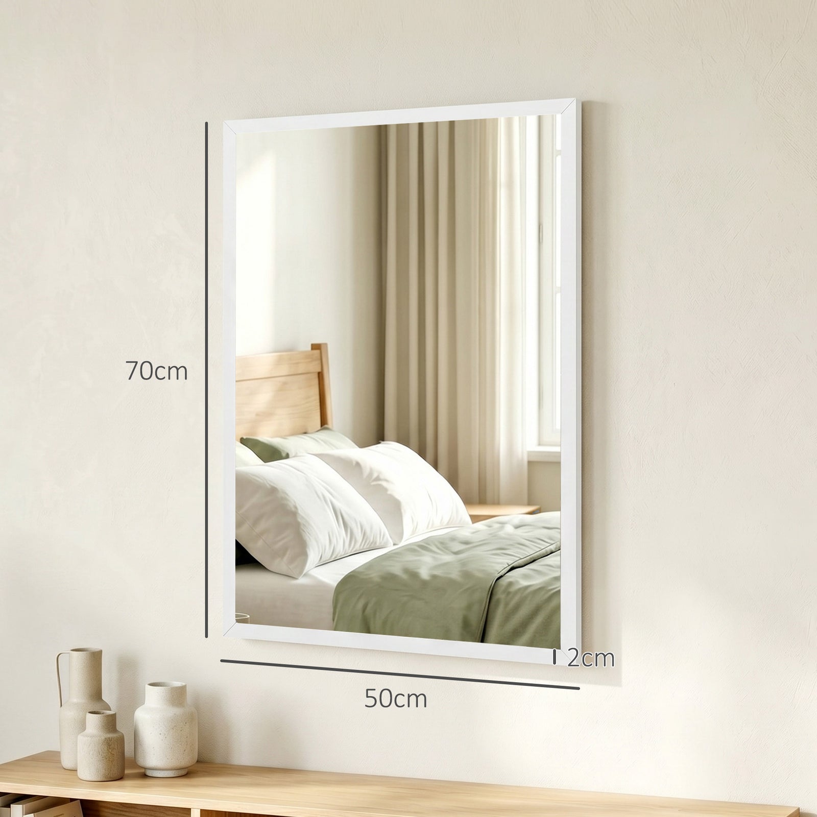 Wall-Mounted Bathroom Mirror, 70 x 50 cm Wall Mirror for Living Room, 