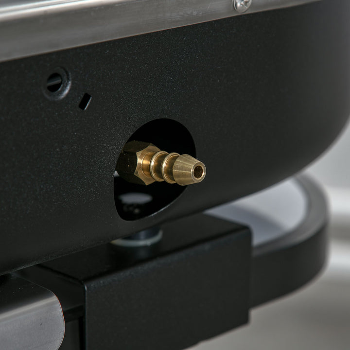 MCL Foldable Gas BBQ Grill 2 Burner Garden Barbecue Trolley w/ Lid Side Shelves Storage Pocket Piezo Ignition Thermometer, Aluminium Alloy