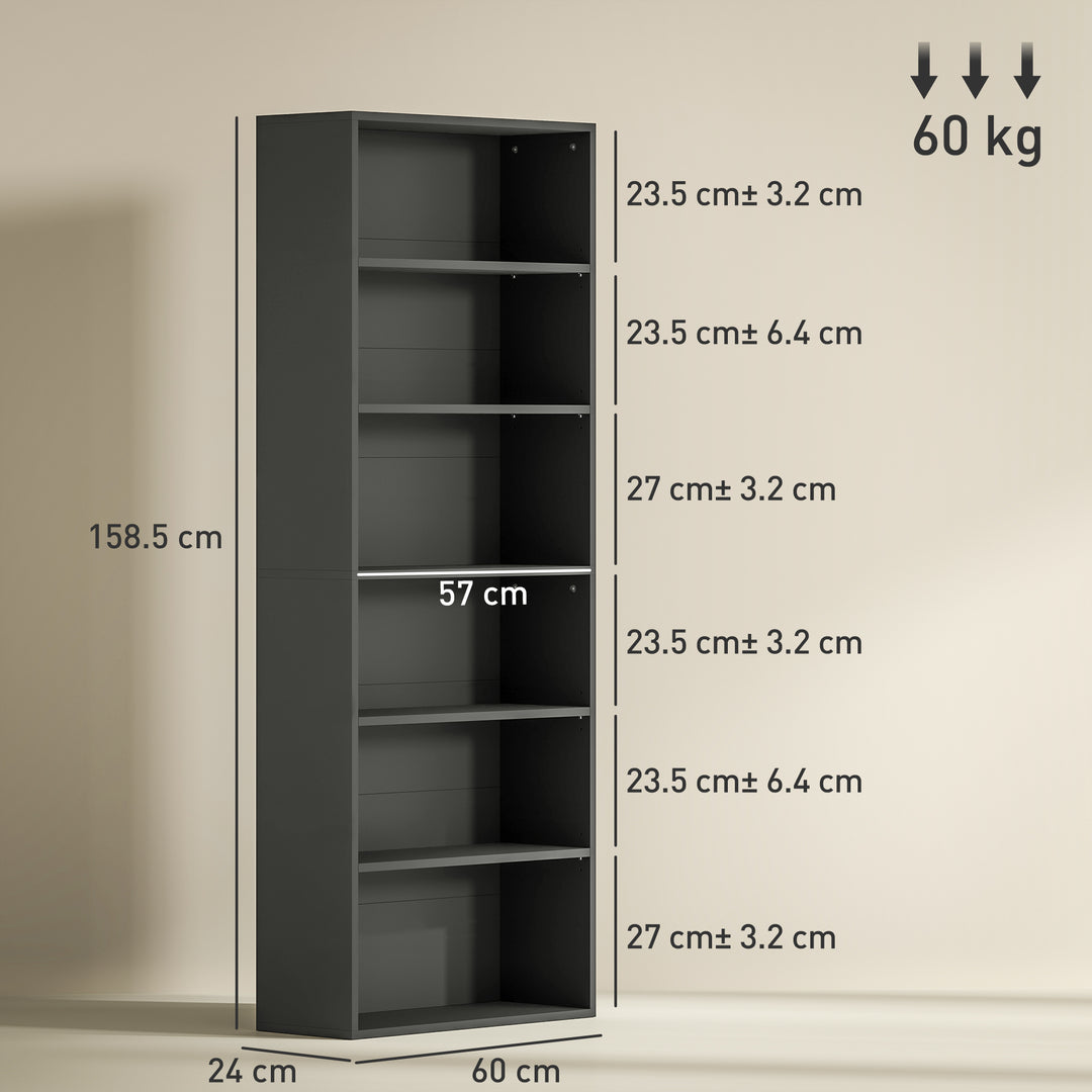 Six Shelf Bookcase - Black