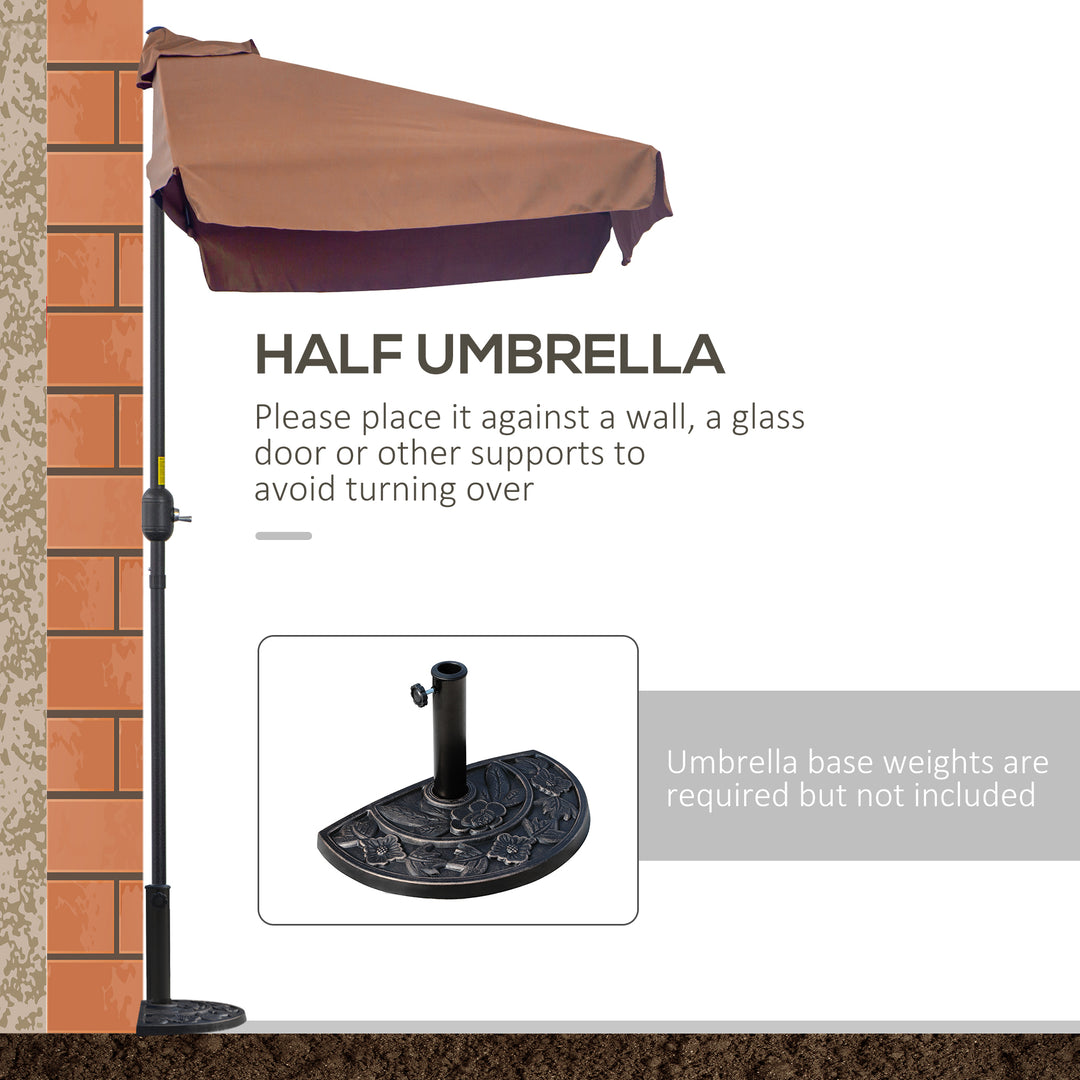 2.3m Half-Square Parasol, for Balconies and Walls - Brown