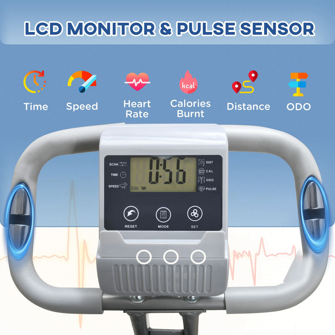 MCL 2-in-1 Folding Exercise Bike with 8-Level Magnetic Resistance, Arm Resistance Band, Pulse Sensor, Grey