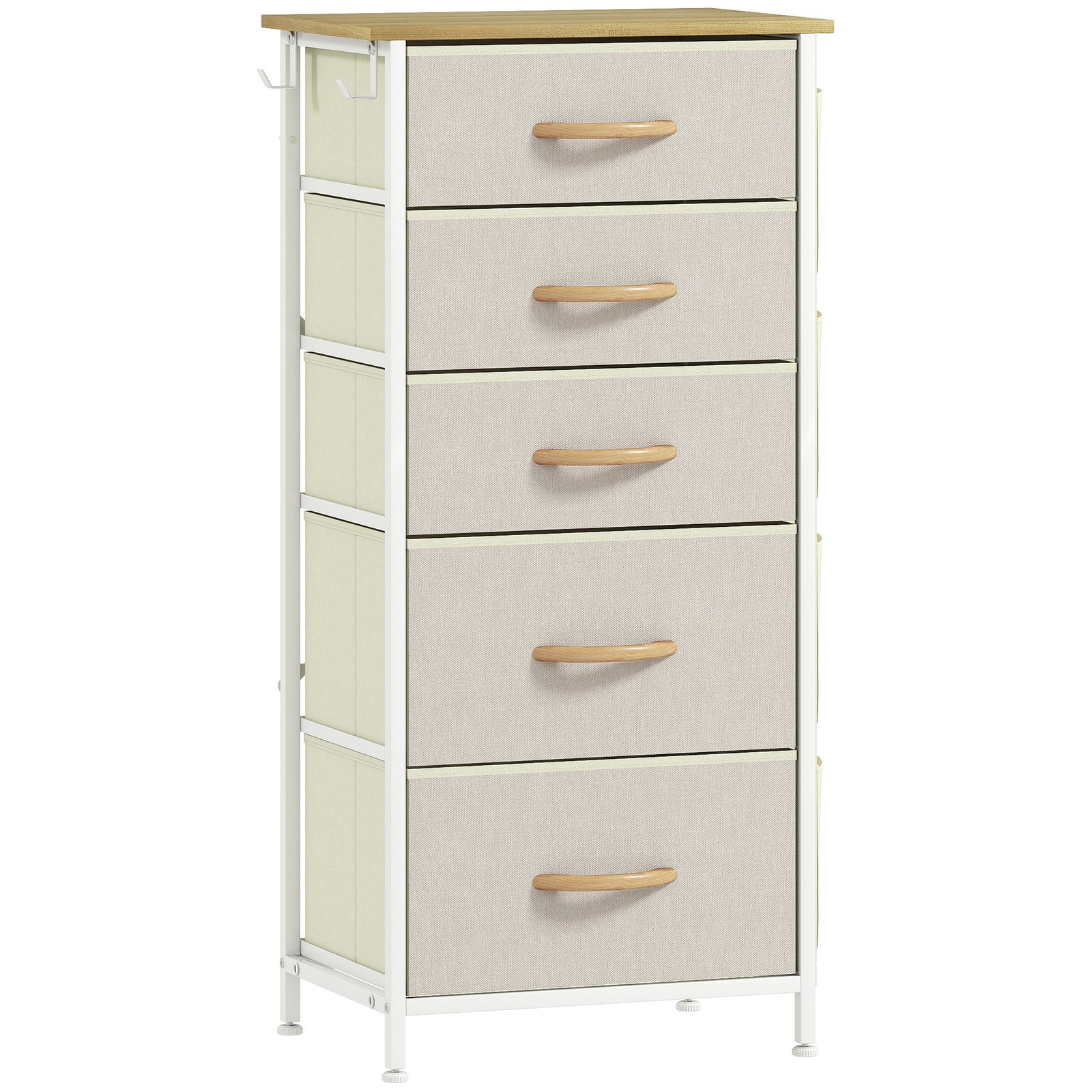 Chest of Five Fabric Drawers - Beige