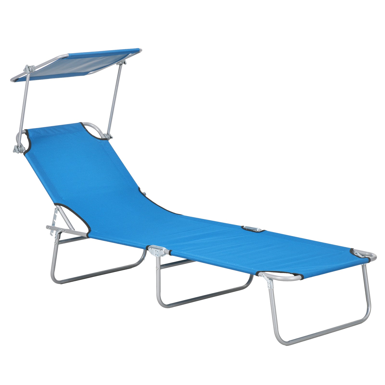Sun Lounger, with Adjustable Face Canopy - Bright Blue