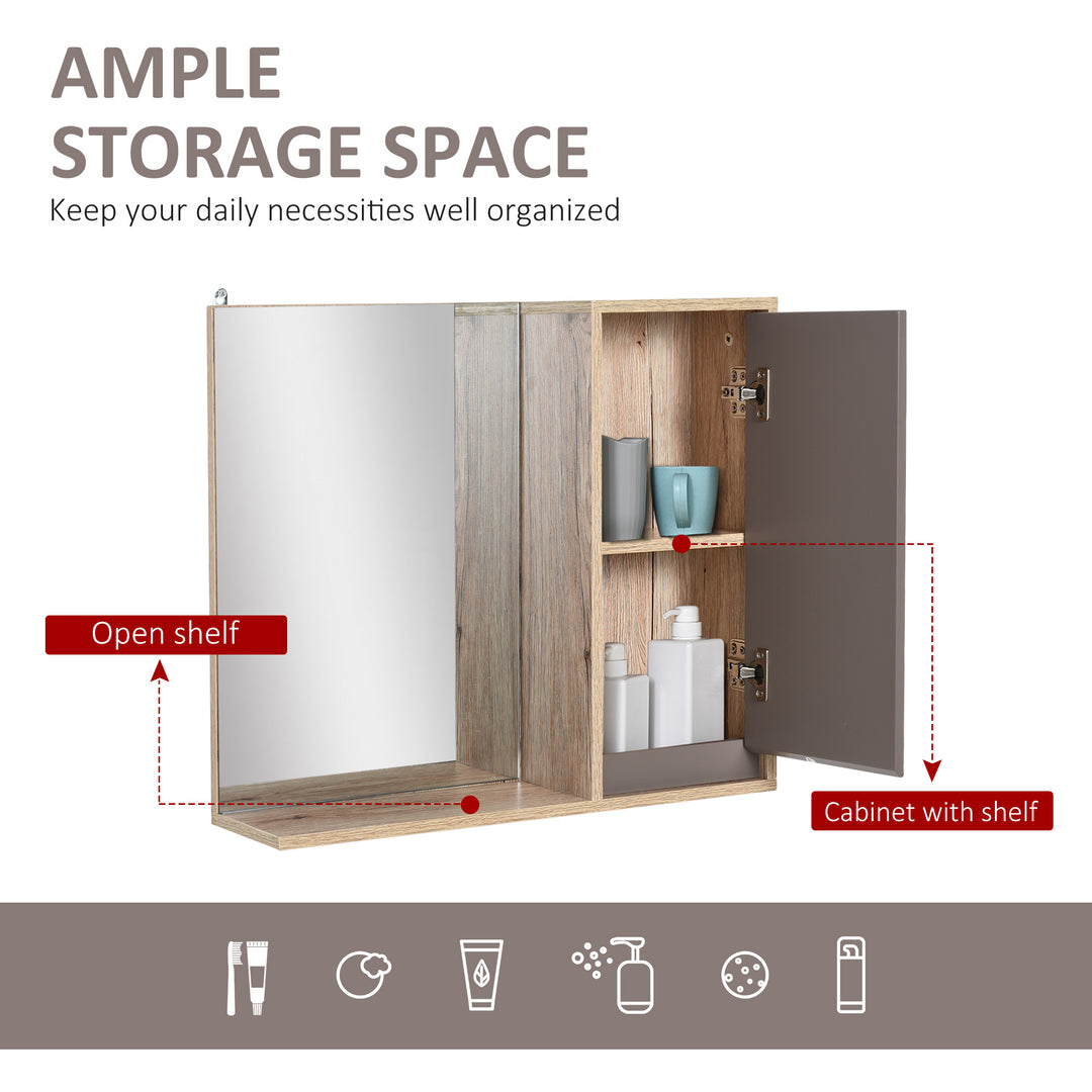 Bathroom Mirror Cabinet, Wall-Mounted Bathroom Cabinet with Mirror and Adjustable Inner Shelf, 57L x 14.2W x49.2H cm