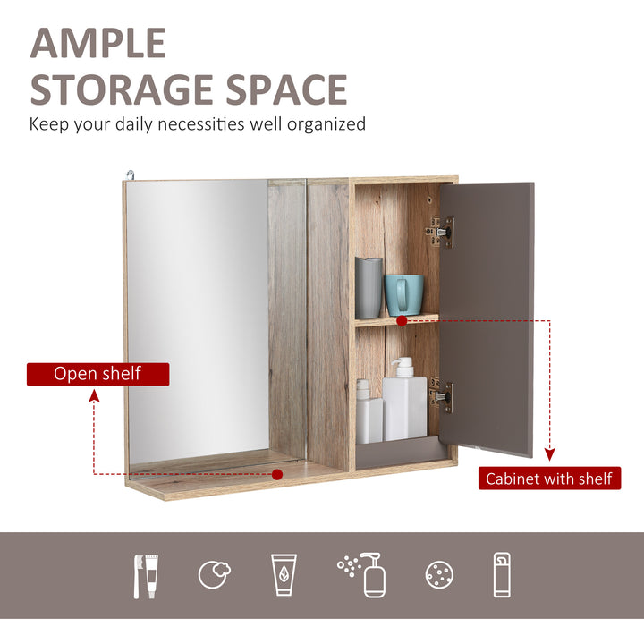 Bathroom Mirror Cabinet, Wall-Mounted Bathroom Cabinet with Mirror and Adjustable Inner Shelf, 57L x 14.2W x49.2H cm