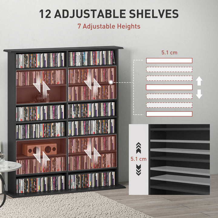 16-Compartment Media Shelf - Black