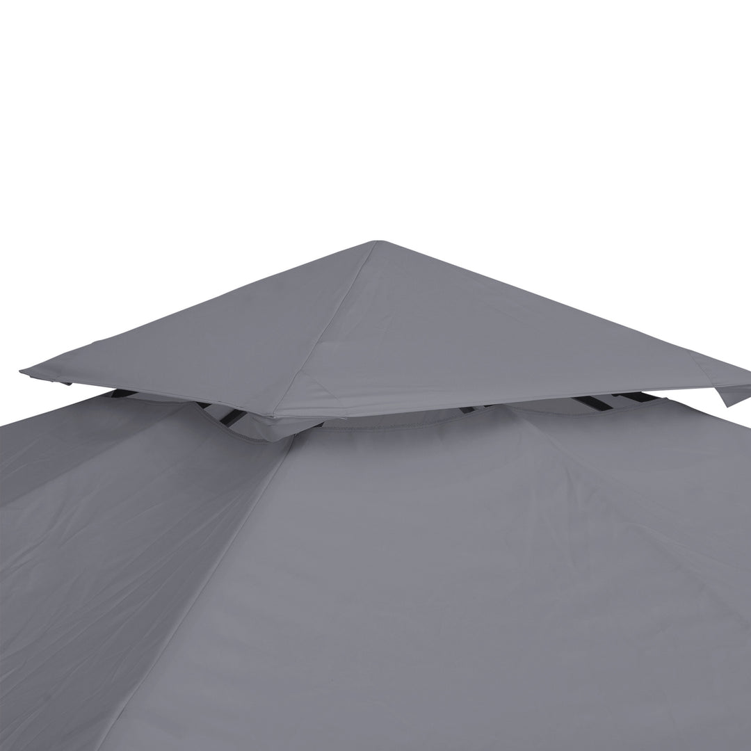 3(m) Gazebo Top Cover Double Tier Canopy Replacement Pavilion Roof Deep Grey