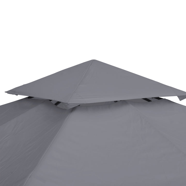 3(m) Gazebo Top Cover Double Tier Canopy Replacement Pavilion Roof Deep Grey