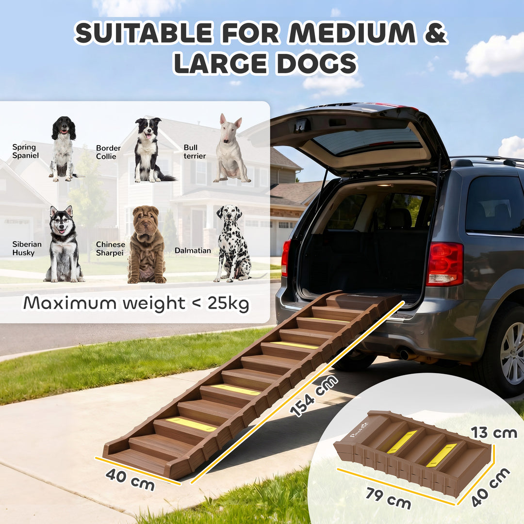 Dog Car Ramp with Anti-Slip Steps, 10-Steps Pet Stairs for Pets to Acc
